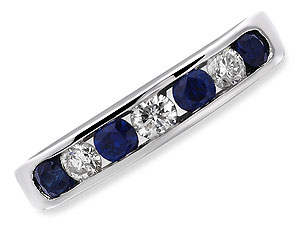 Unbranded 18ct White Gold Sapphire and Diamond Half Eternity Ring 042501-J