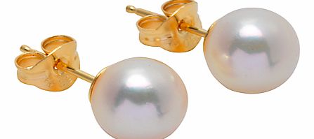 Simple and elegant cultured pearl earrings with a gold post and scroll fastening. Dimensions: Individual pearls: 0.7 x 0.75cm When cared for properly, pearls can last a lifetime. Put your pearls on last when getting ready and make them the first thin