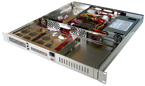 19" 1U server case1mm slotted steel sheetIncludes 300W ATX power supply with 2 fans  front and 