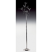 Polished chrome floor lamp with crystal pieces on swirling arms. Height - 165cm Diameter - 45cmBulb 