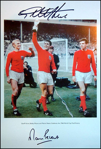 Unbranded 1966 celebration print signed by Geoff Hurst and Martin Peters