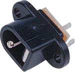 A plastic-bodied 2.1mm DC power socket with break contact. Suits 2.1 X 5.5mm DC plugs. Fixing centre