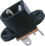 A plastic-bodied 2.5mm   DC power socket with break contact. Suits 2.5 X 5.5mm DC plugs. Fixing cent