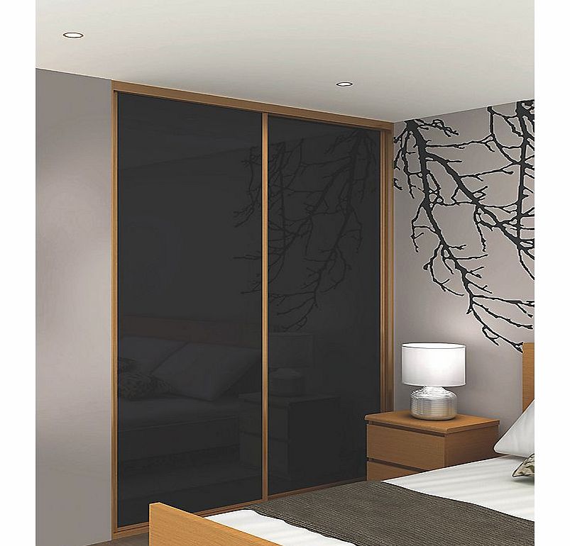 2 stylish black panel sliding wardrobe doors, complete with rollers and oak effect frame. Ready assembled to fit onto supplied matching trackset. Features: Pre-Assembled for Easy Installation; 10 Year Manufacturers Guarantee; 14 Day Delivery to Home 