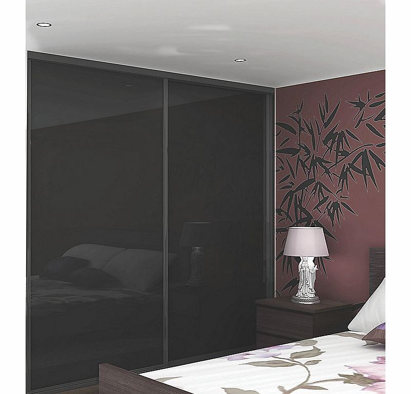 2 stylish black panel sliding wardrobe doors, complete with rollers and black frame. Ready assembled to fit onto supplied matching trackset. Features: Pre-Assembled for Easy Installation; 10 Year Manufacturers Guarantee; 14 Day Delivery to Home or Si