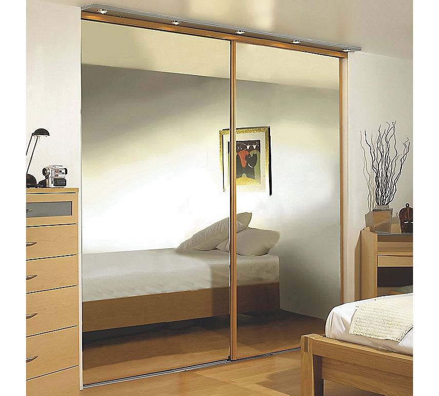 2 stylish mirror panel sliding wardrobe doors, complete with rollers and oak effect frame. Ready assembled to fit onto supplied matching trackset. Features: Pre-Assembled for Easy Installation; 10 Year Manufacturers Guarantee; Lightweight and Smooth 