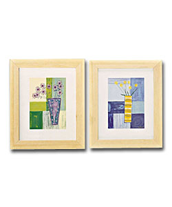 Set of 2 Framed Abstract Floral Prints