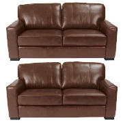 Unbranded 2 Ohio regular leather sofas, chocolate