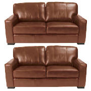 Unbranded 2 Ohio regular leather sofas, cognac