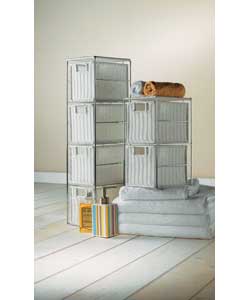 Includes chrome framed 4 drawer storage tower and chrome framed 2 drawer unit. Size of tower (W)17,