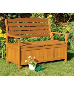 Elegant but sturdy bench with lift-up lid and unde