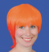 A cool short wig for the ladies or the men. Red at the bottom, orange on top. Also available in thre