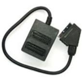 2 Way Scart Splitter Box for connecting multiple scart devices to a single scart socket.