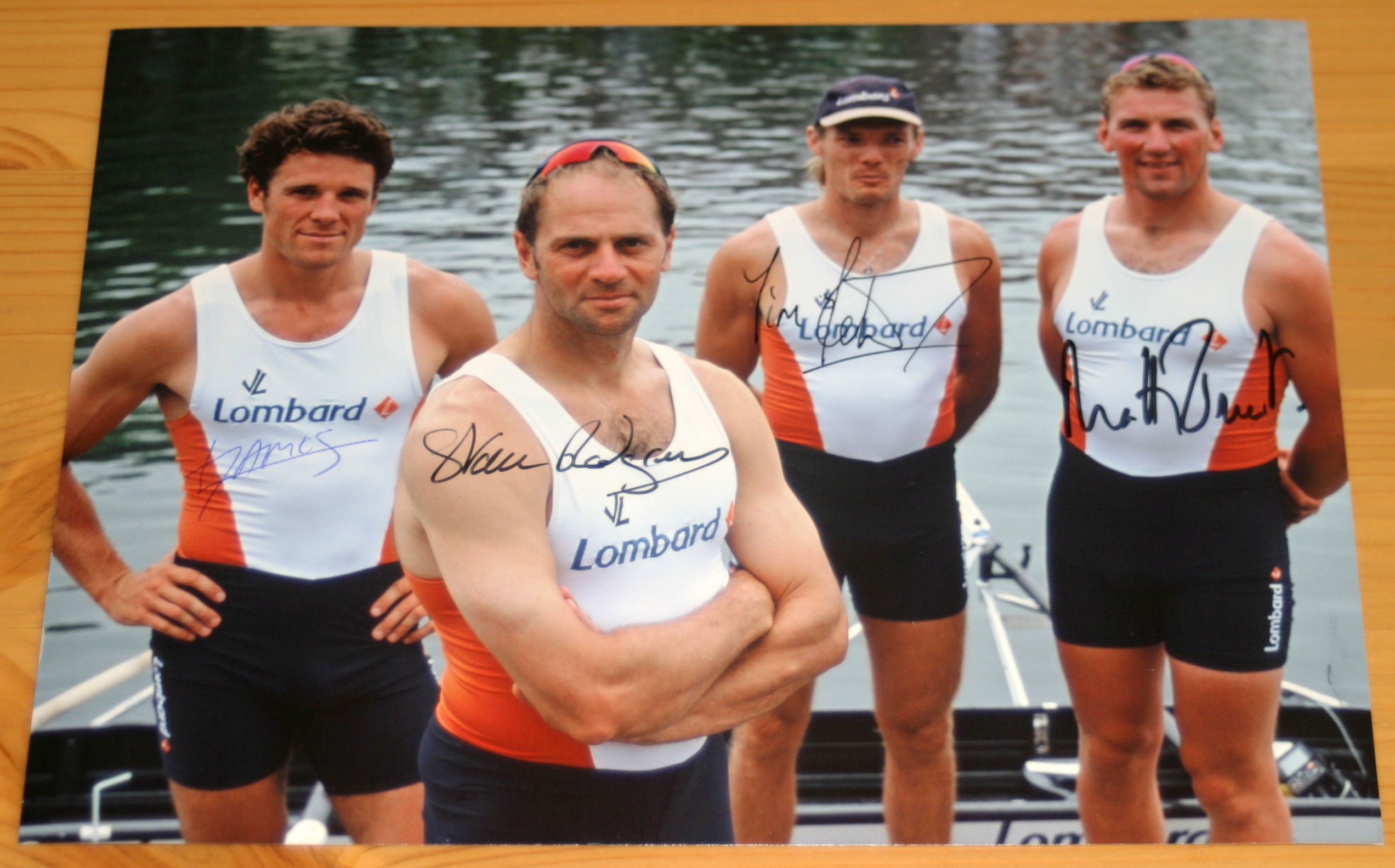 8 x 6 inch colour photograph signed by Sir Steve Redgrave  Matthew Pinsent  James Cracknell and Tim