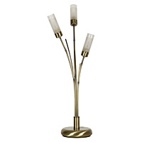 Bamboo style antique brass table lamp with tubular acid glass shades. Height - 57cm Diameter - 22cmB