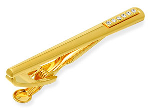 Unbranded 22ct Gold Plated Crystal-Set Tie Bar 015483