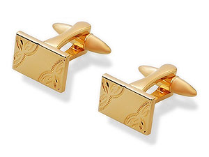 Unbranded 22ct Gold Plated Engraved Swivel Cuff Links 015216