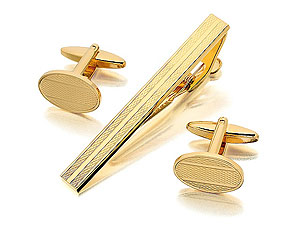Unbranded 22ct Gold Plated Tie Bar and Cufflink Set 015603