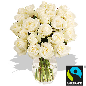 Unbranded 24 Fairtrade White Roses - flowers