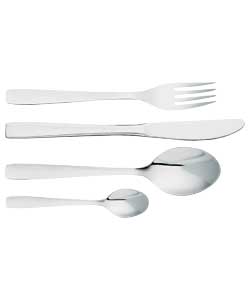 6 place settings.Set includes 6 knives, 6 forks, 6 dessert spoons and 6 teaspoons.Dishwasher safe.Ma