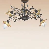 Attractive fitting in a rustic brown finish with floral decoration clear and amber glass. Height - 3