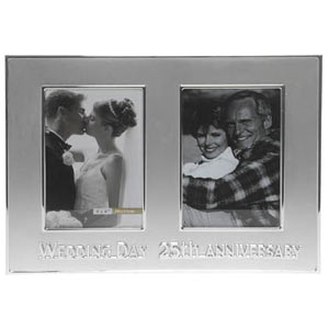 This 25th Anniversary then and now photo frame makes a lovely keepsake gift which holds memories of 
