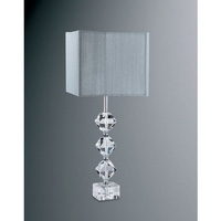 Elegant crystal glass table lamp in a contemporary design with polished chrome stem complete with co