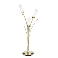 Bamboo style satin brass table lamp with tubular acid glass shades. Height - 54cm Diameter - 28cmBul