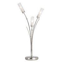 Bamboo style satin chrome table lamp with tubular acid glass shades. Height - 54cm Diameter - 28cmBu