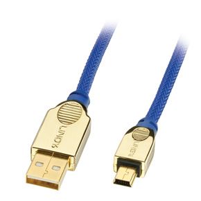 2m Premium Gold USB Cable  Type A to Mini-B
