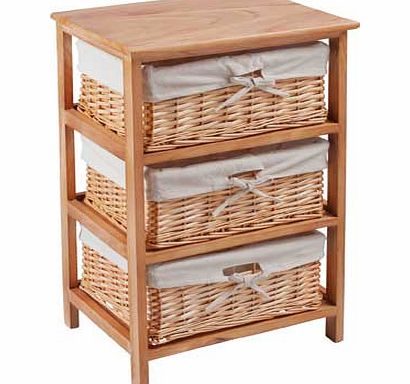 Unbranded 3 Basket Wooden Storage Unit - Brown