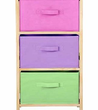 Unbranded 3 Drawer Canvas Storage Unit - Pink