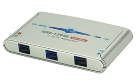 This high speed hub allows you to connect two FireWire peripherals to your computer at extended dist