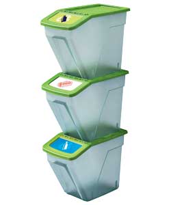 Multi purpose storage or waste separation bins.Colour green lids and clear base.Capacity 34 litres.S