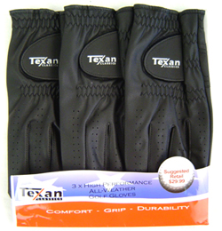 3 Texan Classics Golf Gloves Mens for LEFT HANDERS