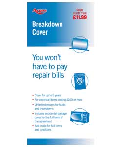 Breakdown cover from £200 to £249.99.Covers breakdown of your item for up to 3 years (inclusive of