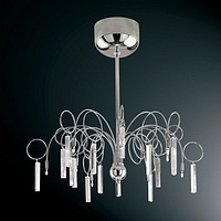 Polished chrome halogen fitting with attractive glass lozenges and swirling arms. Height - 60cm Diam