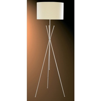Telescopic satin silver floor lamp with fabric shade. Height - 160cm Diameter - 32cmBulb type - ES G
