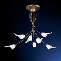 Elegant ceiling fitting in a bronze finish complemented with floral glass shades. Height - 46cm Diam