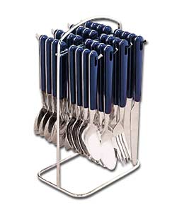 32 Piece Blue Full Tang Cutlery Set