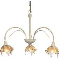 Traditional and elegant hanging ceiling light fitting in a cream and gold finish with leaf decoratio
