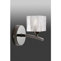Elegant wall light fitting in a black chrome finish with sculptured cube glass shade. Height - 14cm 