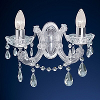 Chrome wall fitting delicately trimmed with crystal glass droplets. Height - 20cm Width - 32cmProjec