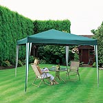 Instant gazebo that can be quickly erected and put away. Water resistant coating
