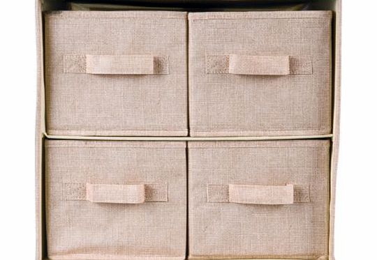 Unbranded 4 Drawer Fabric Storage Unit - Jute Effect