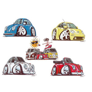 4 VW Beetles - various T-shirt