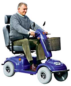 Maximum speed 8mph and up to 30 miles on charge.Weight capacity 160kgs/350lbs.19in tall back luxury