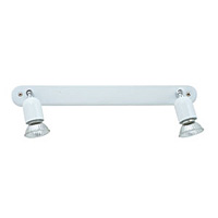 White double bar ceiling/wall spot light fitting with adjustable heads. Length - 45cm Projection - 1