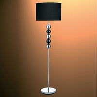 Contemporary stacked ball floor lamp in black high gloss and chrome finish complete with contrasting