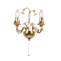 Beautiful hand-painted antique gold wall fixture with crackled aged effect and elegant ivory porcela